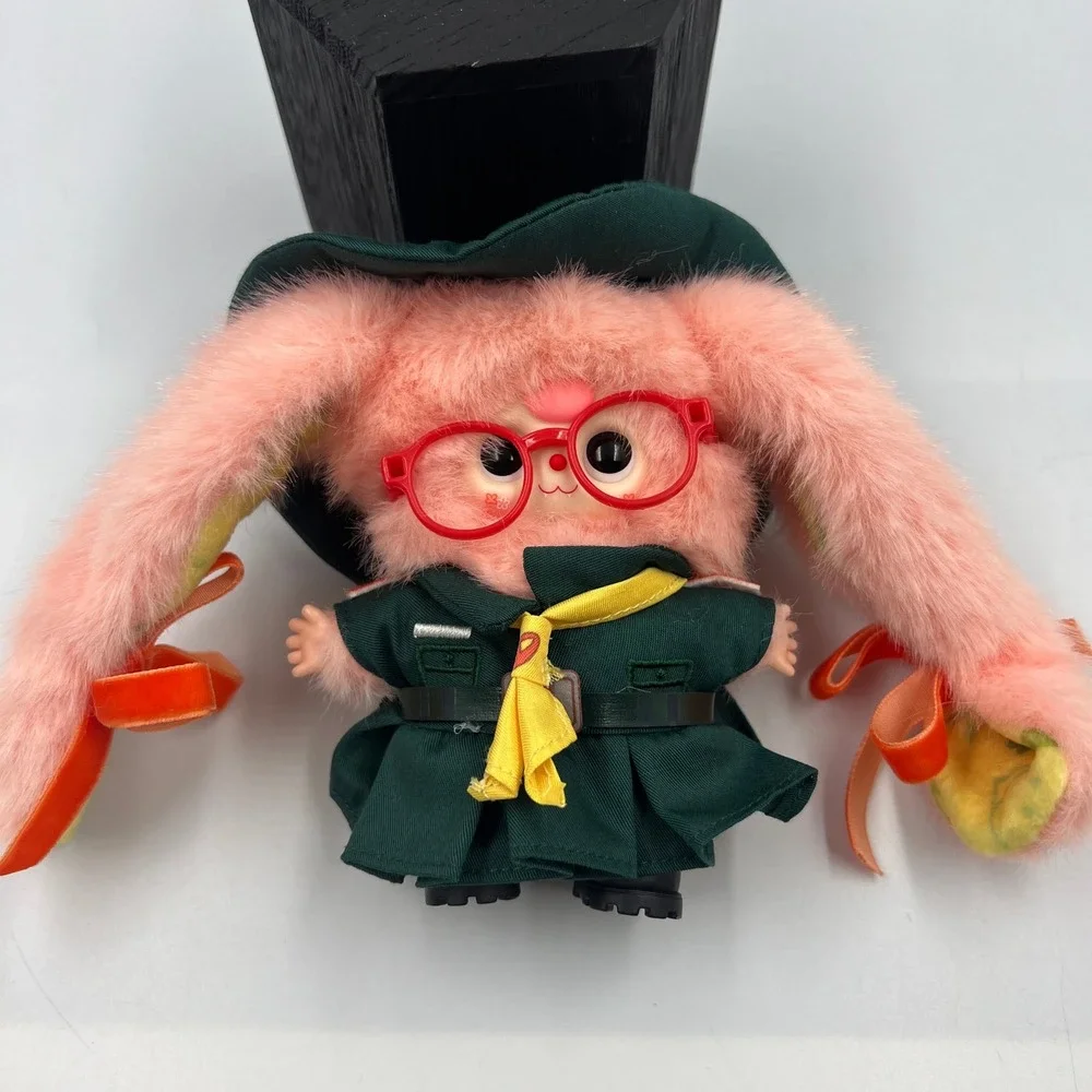 Baby Three Thailand Exclusive Explorer Pink Bunny Plush Keychain Red Glasses